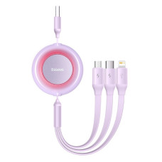 Кабель Baseus Bright Mirror 2 Series Retractable 3-in-1 Fast Charging  Data Cable USB to M+L+C 3.5A 1.1m Purple