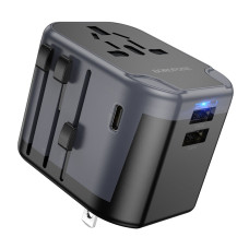 Мережевий зарядний пристрій BOROFONE BAC12 Leader 3-port(1C2A) universal conversion charger Black